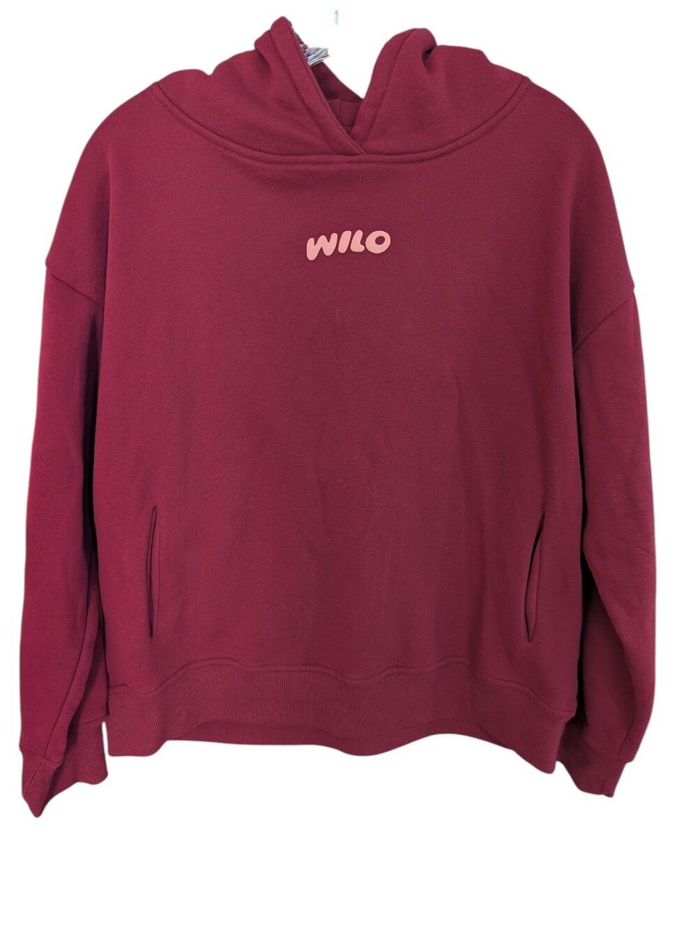 WILO The Label Hoodie Women's Burgundy Red "Wilo Wellness Club" Sz Sm *NWOT